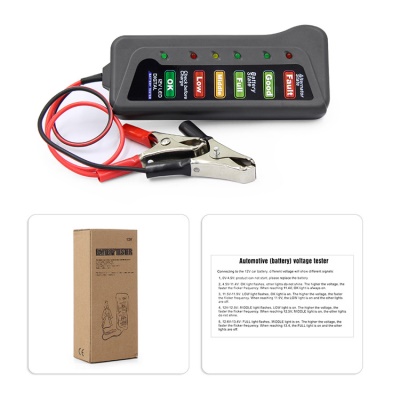 电瓶检测仪 12V Battery Tester便携式汽车电瓶测试仪 带6个LED