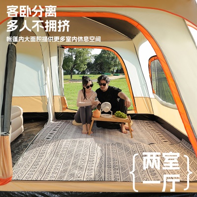 北极狼户外露营帐篷两室一厅侧面大门厅双层加厚防雨野营野餐装备